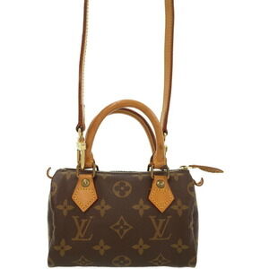 Louis Vuitton Monogram 2way Leather Speedy Bag Brown